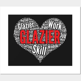 Glazier Heart Shape Word Cloud Design Glass Fitter product Posters and Art